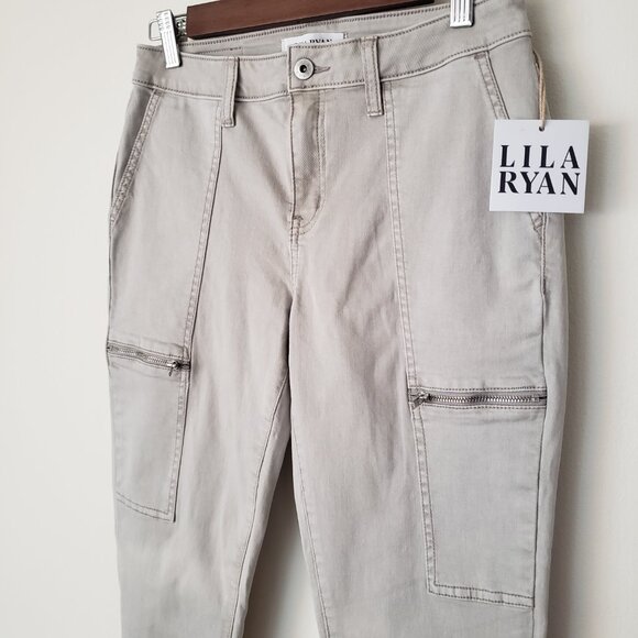 LILA RYAN Size 6 Khaki Gray Military Patch Pocket Skinny Pants NWT - Picture 2 of 14